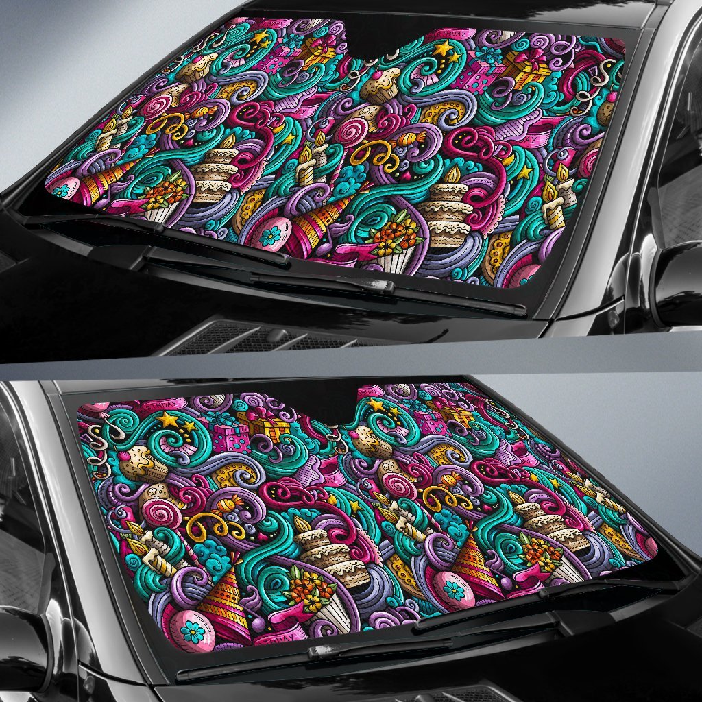 Print Pattern Birthday Car Sun Shade-grizzshop