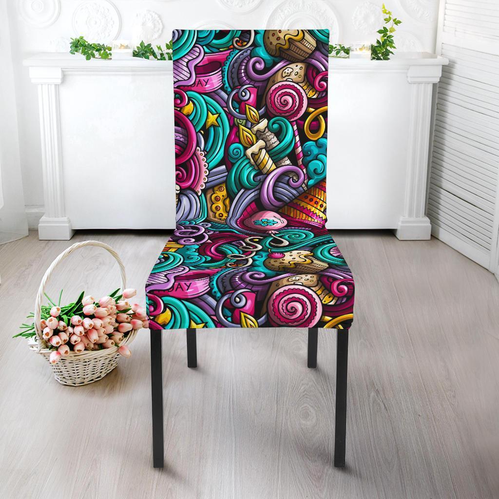 Print Pattern Birthday Chair Cover-grizzshop