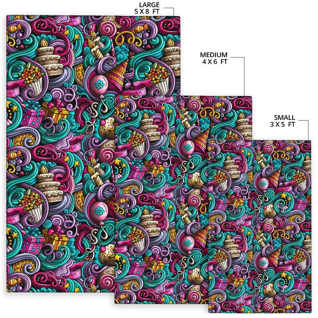 Print Pattern Birthday Floor Mat-grizzshop