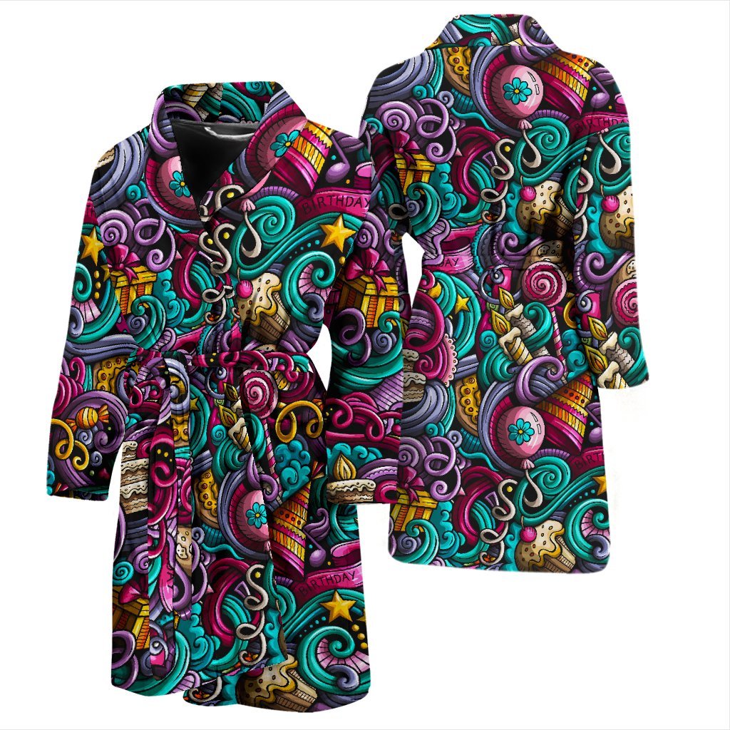 Print Pattern Birthday Men Long Robe-grizzshop