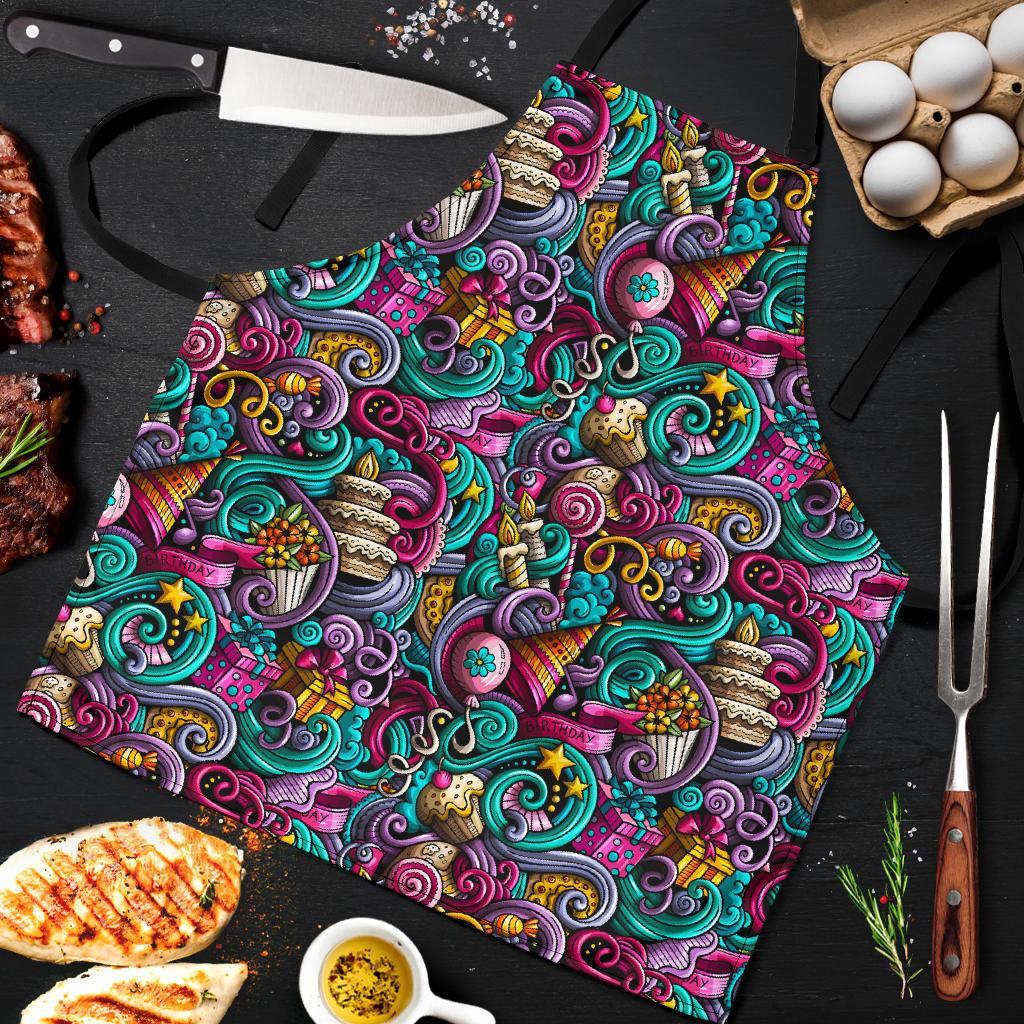 Print Pattern Birthday Men's Apron-grizzshop