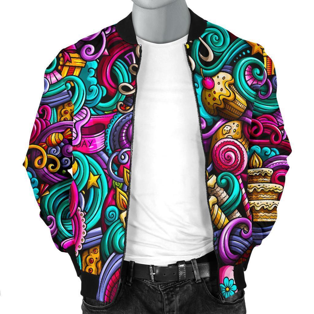 Print Pattern Birthday Men's Bomber Jacket-grizzshop