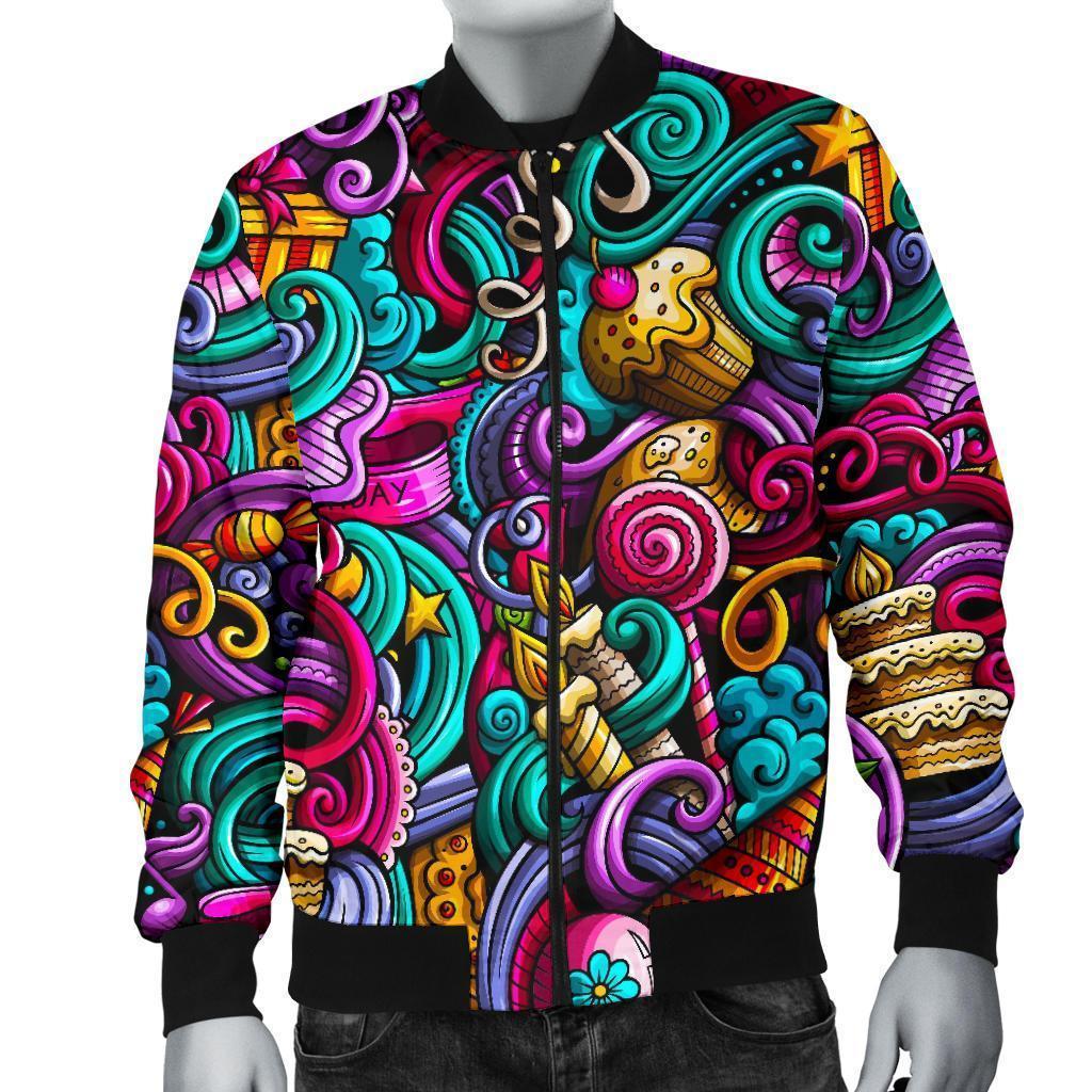 Print Pattern Birthday Men's Bomber Jacket-grizzshop