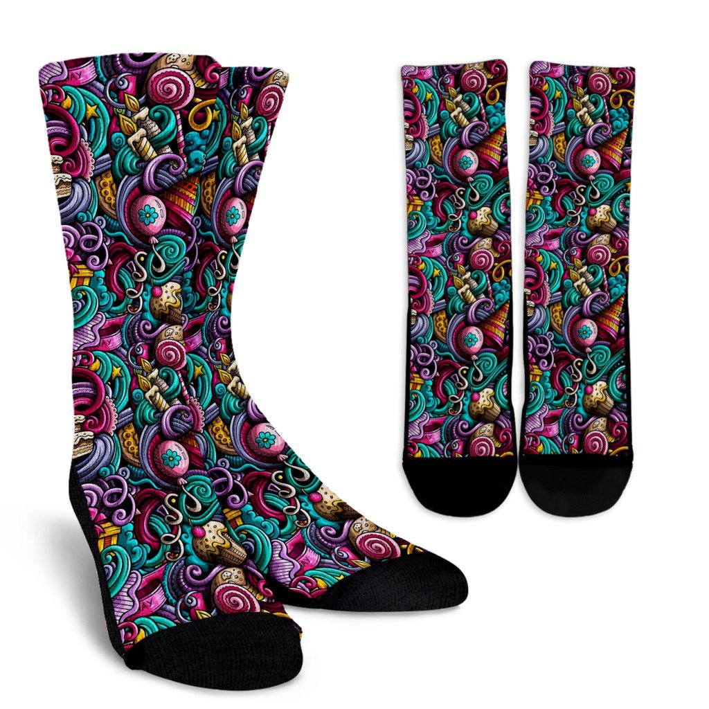 Print Pattern Birthday Unisex Crew Socks-grizzshop