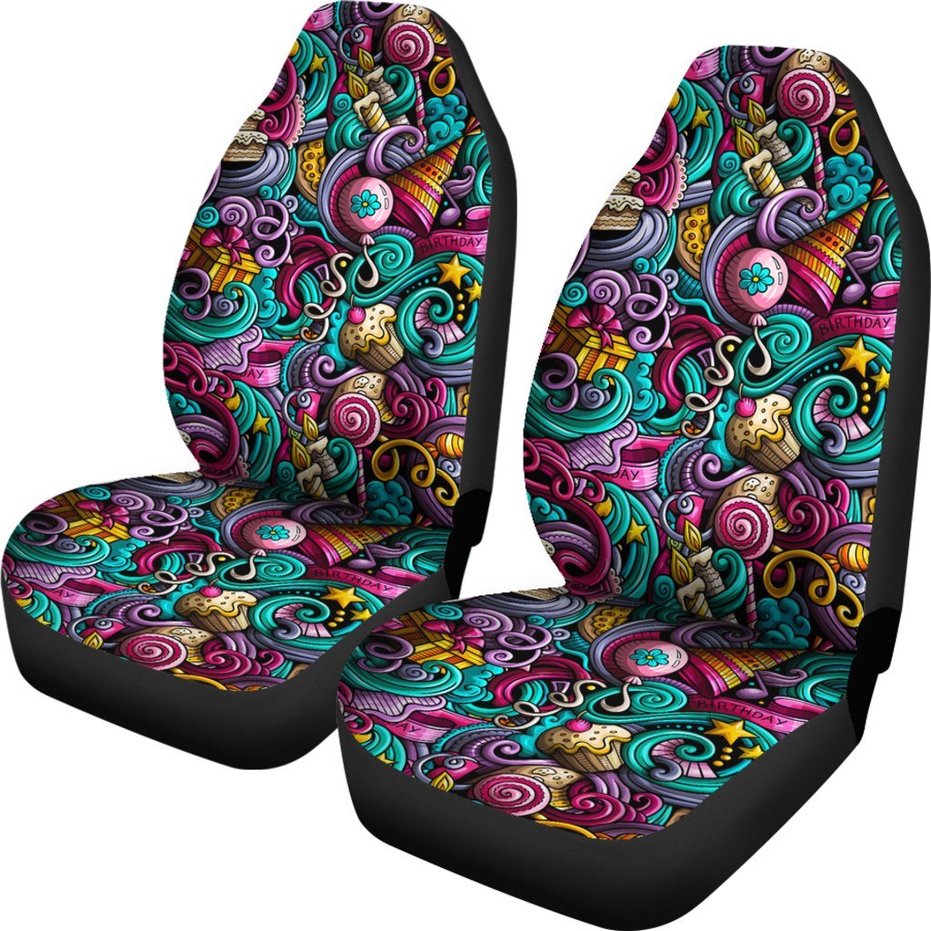 Print Pattern Birthday Universal Fit Car Seat Covers-grizzshop