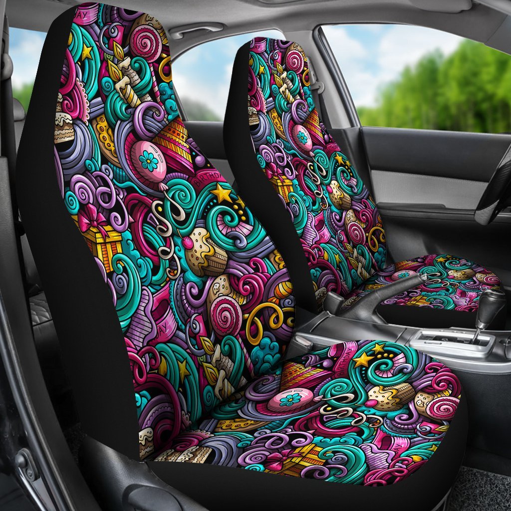 Print Pattern Birthday Universal Fit Car Seat Covers-grizzshop