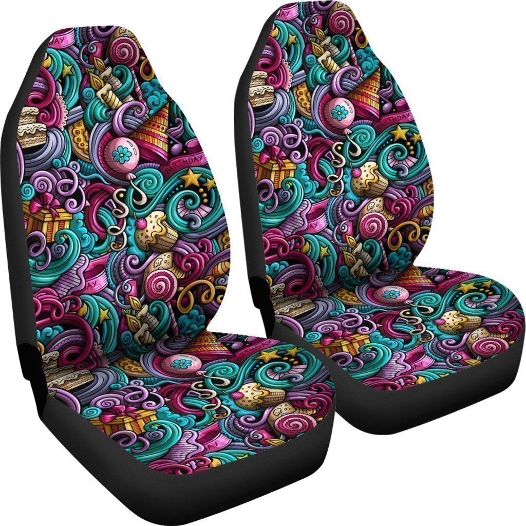 Print Pattern Birthday Universal Fit Car Seat Covers-grizzshop