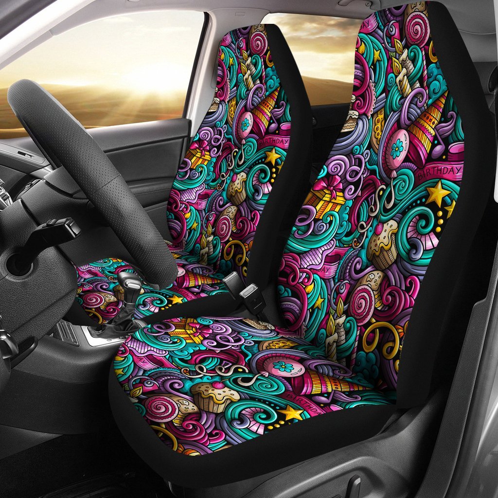 Print Pattern Birthday Universal Fit Car Seat Covers-grizzshop