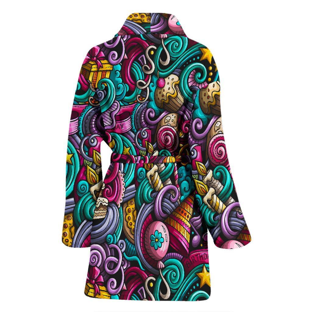 Print Pattern Birthday Women Long Robe-grizzshop