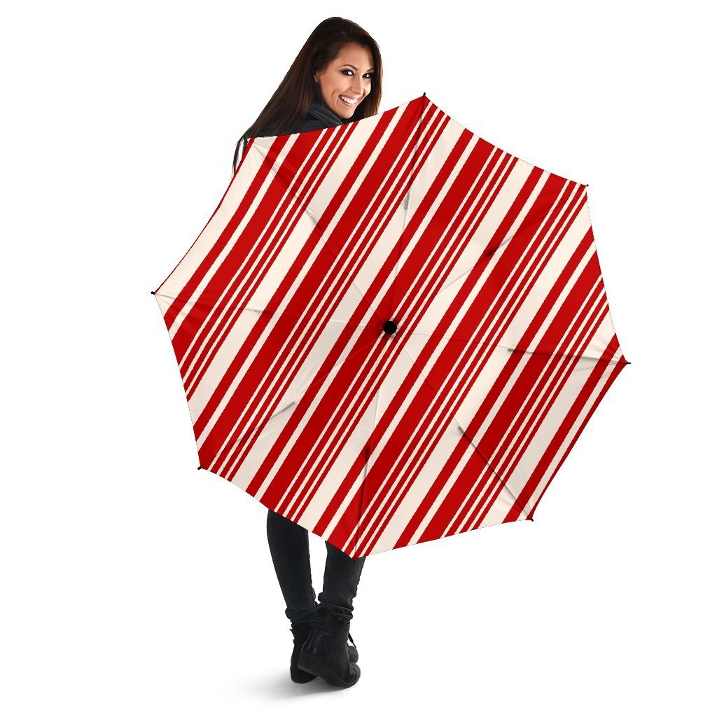 Print Pattern Candy Cane Automatic Foldable Umbrella-grizzshop