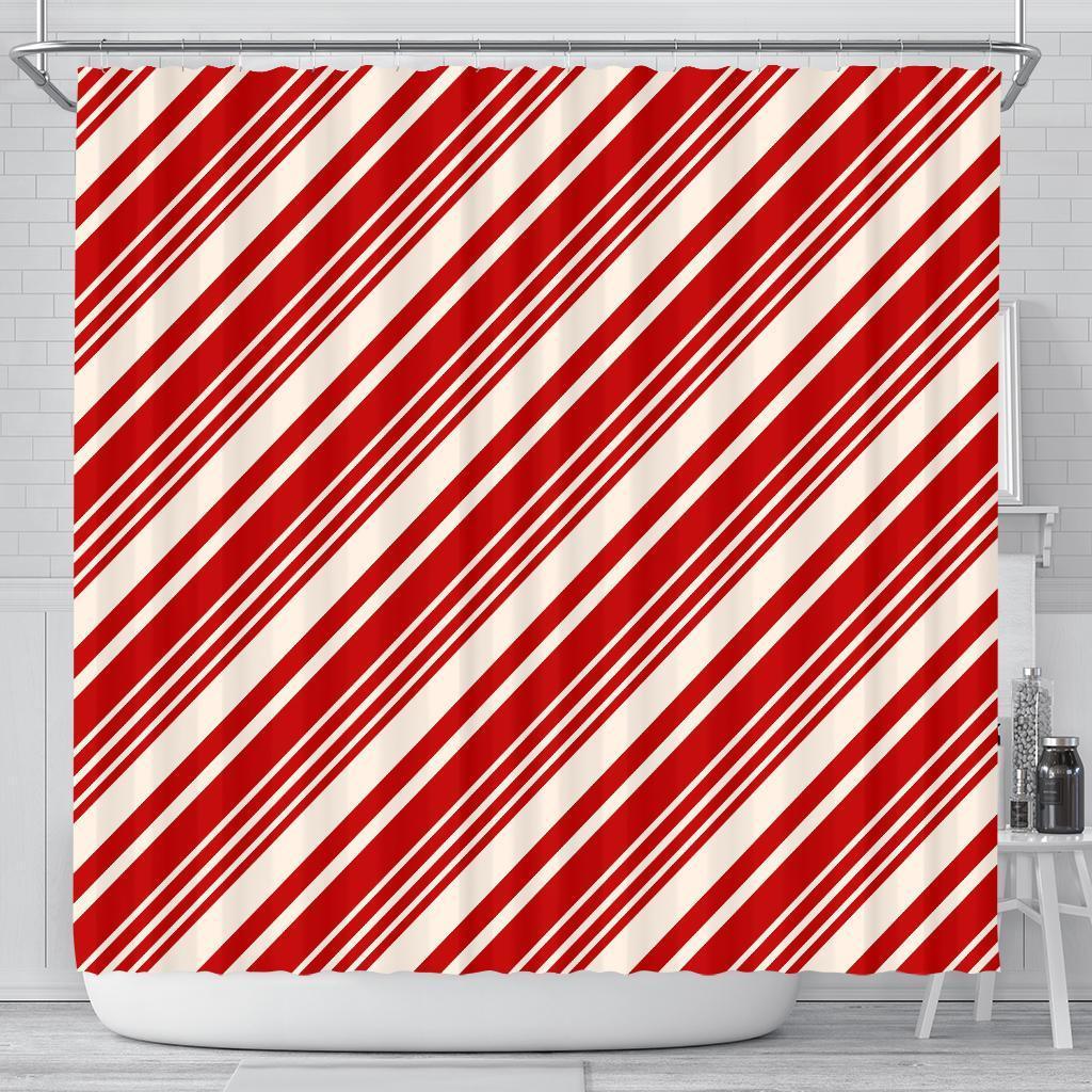 Print Pattern Candy Cane Bathroom Shower Curtain-grizzshop