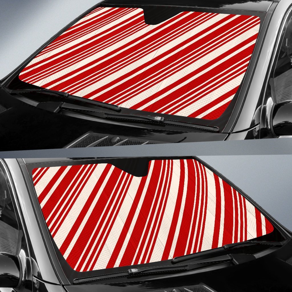 Print Pattern Candy Cane Car Sun Shade-grizzshop