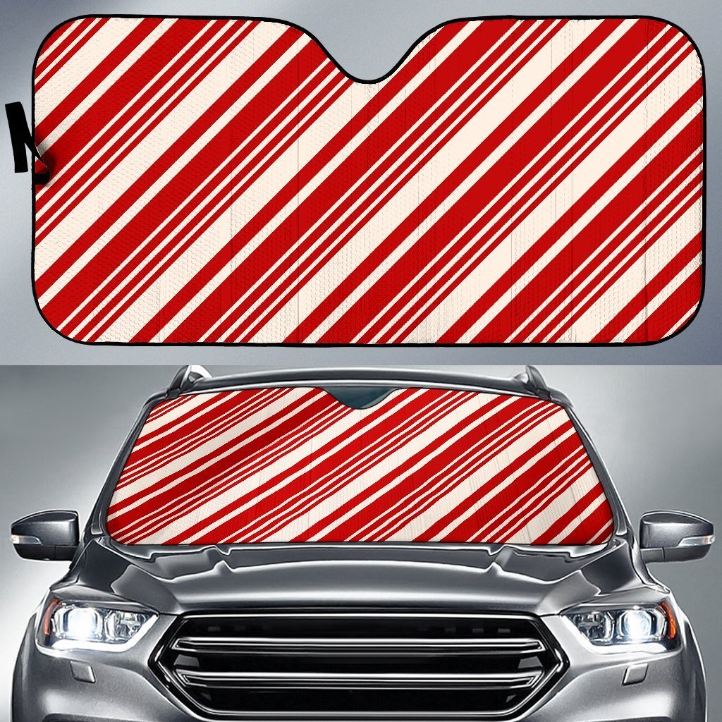 Print Pattern Candy Cane Car Sun Shade-grizzshop