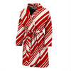 Print Pattern Candy Cane Men Long Robe-grizzshop