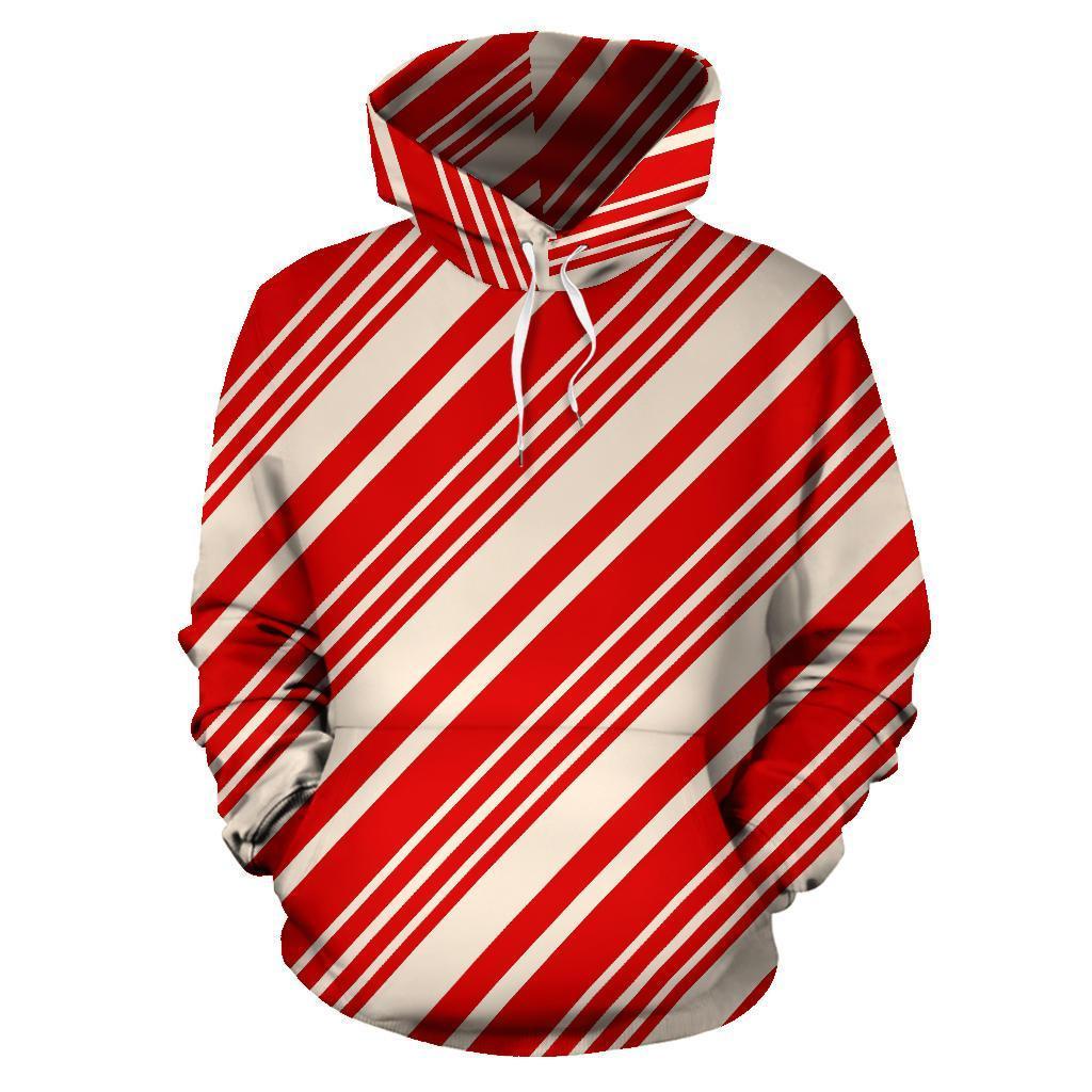 Print Pattern Candy Cane Men Women Pullover Hoodie-grizzshop