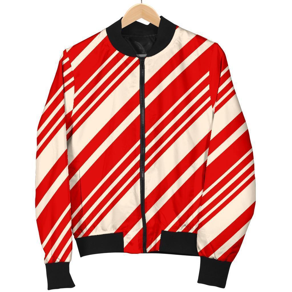 Print Pattern Candy Cane Men's Bomber Jacket-grizzshop