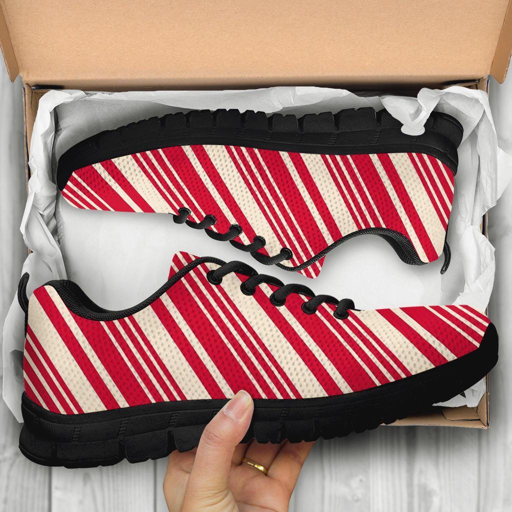 Print Pattern Candy Cane Sneaker Shoes For Men Women-grizzshop