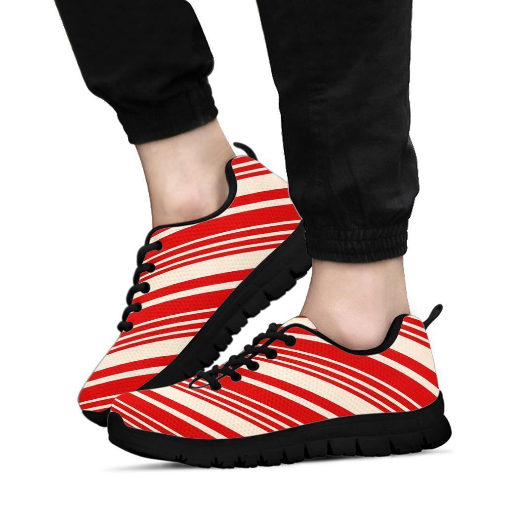 Print Pattern Candy Cane Sneaker Shoes For Men Women-grizzshop