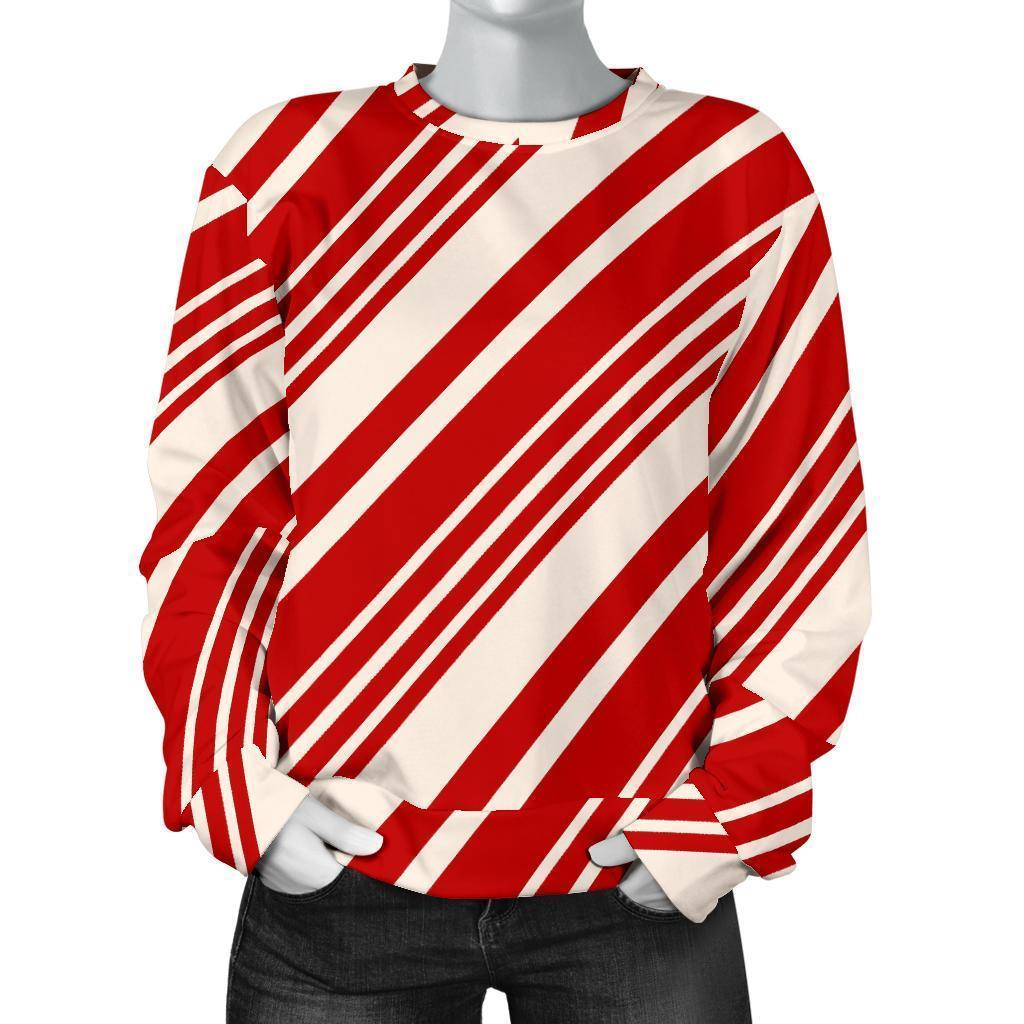 Print Pattern Candy Cane Women's Sweatshirt-grizzshop