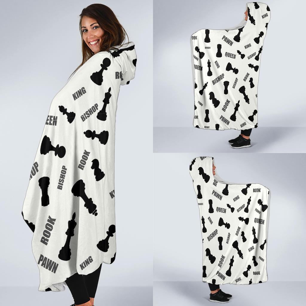 Print Pattern Chess Hooded Blanket-grizzshop