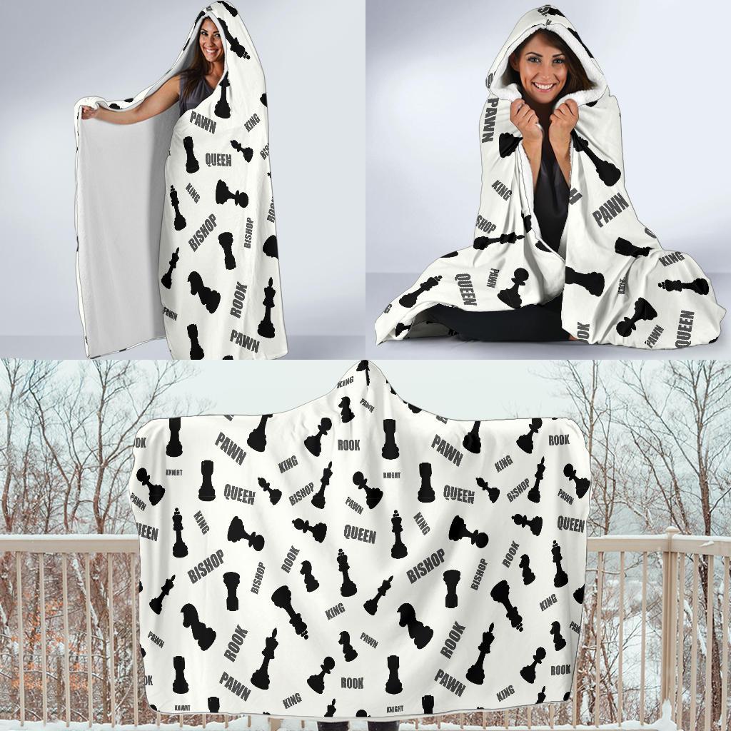 Print Pattern Chess Hooded Blanket-grizzshop