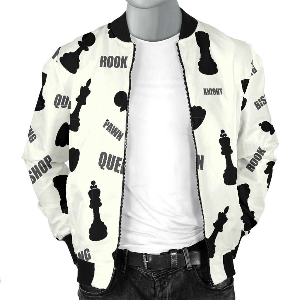 Print Pattern Chess Men's Bomber Jacket-grizzshop