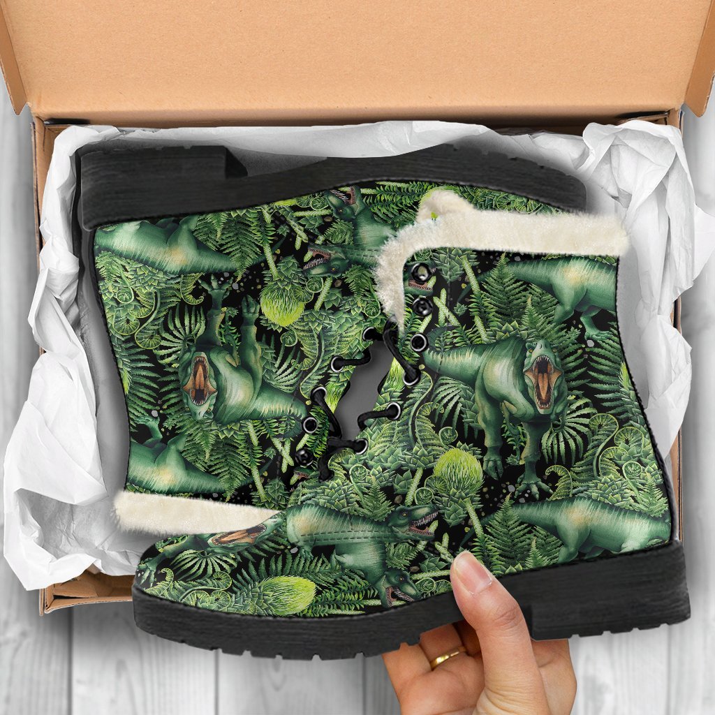 Print Pattern Dinosaur T rex Comfy Winter Boots-grizzshop