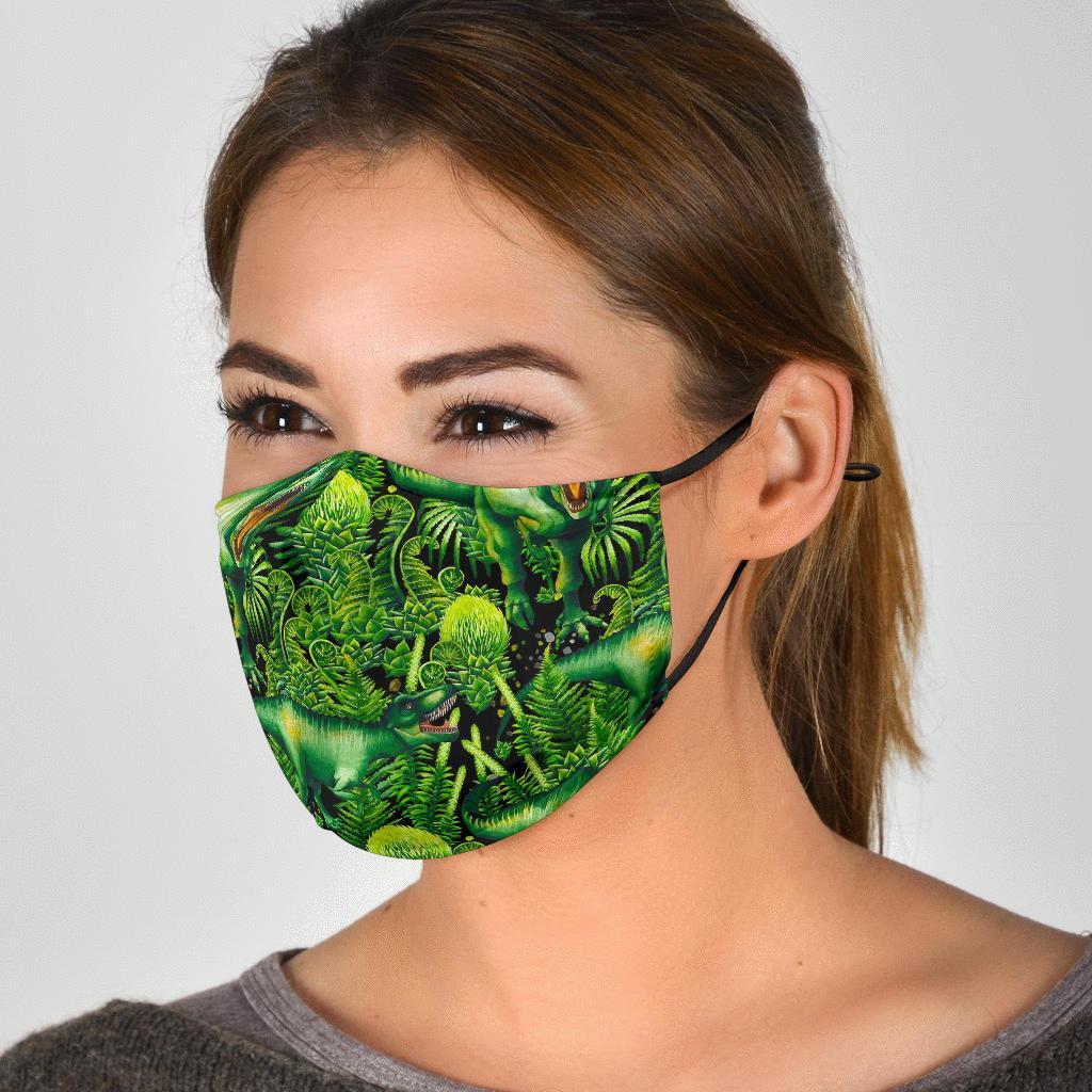 Print Pattern Dinosaur T rex Face Mask-grizzshop