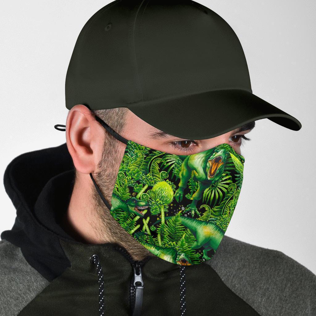 Print Pattern Dinosaur T rex Face Mask-grizzshop