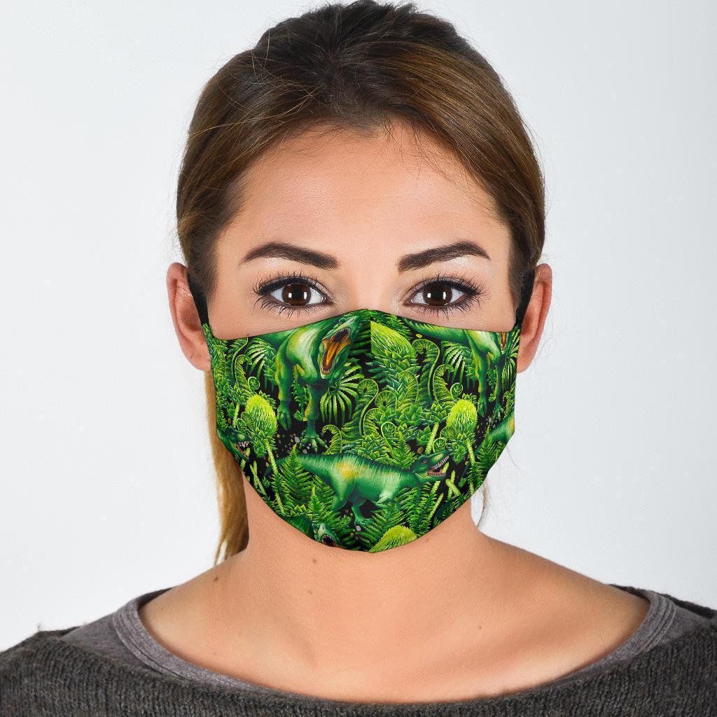 Print Pattern Dinosaur T rex Face Mask-grizzshop