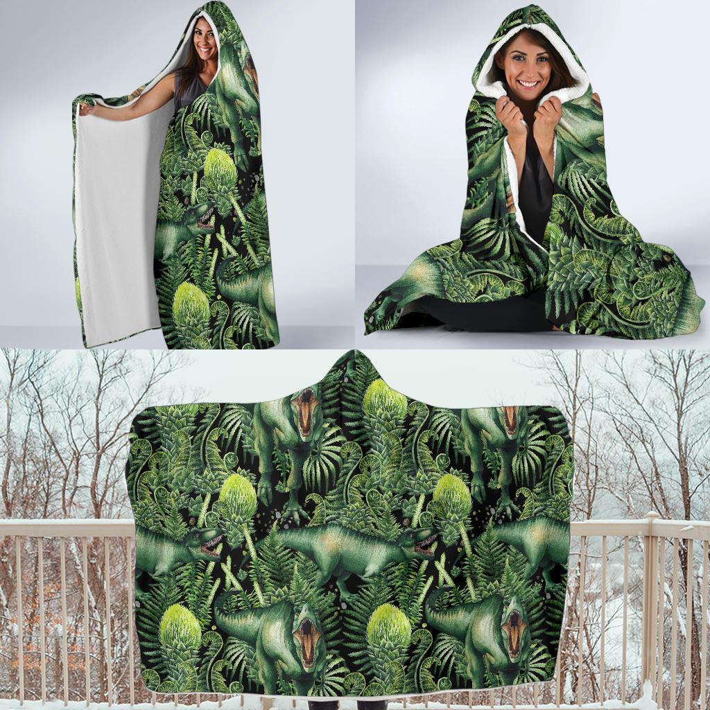 Print Pattern Dinosaur T rex Hooded Blanket-grizzshop