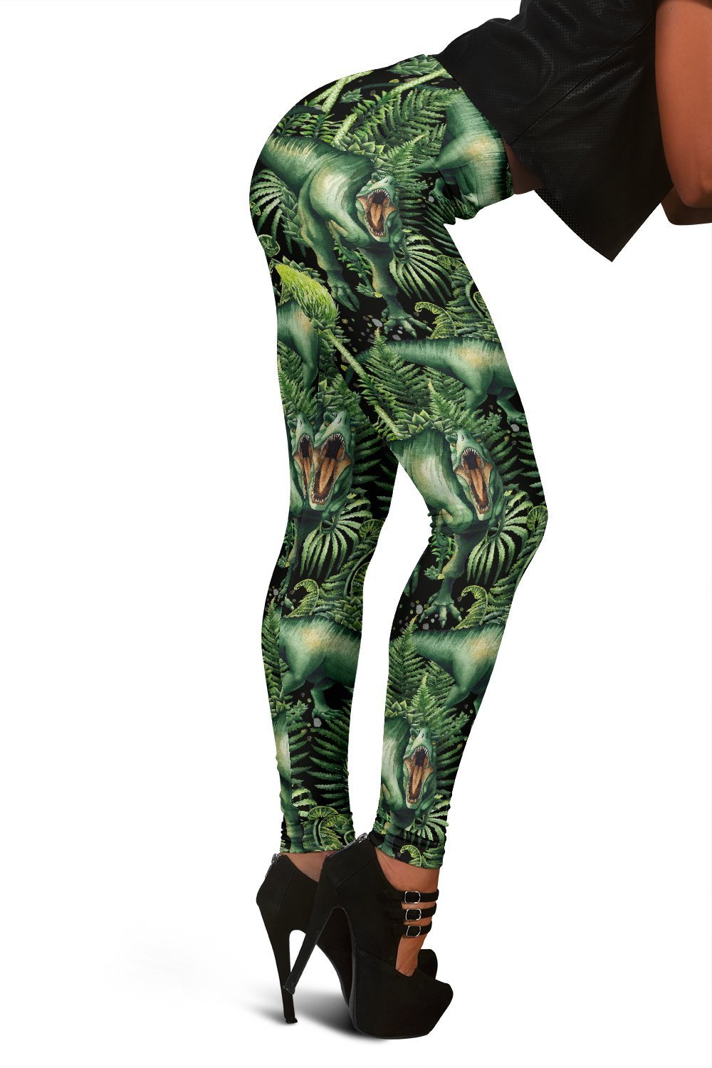 Print Pattern Dinosaur T rex Pattern Print Women Leggings-grizzshop