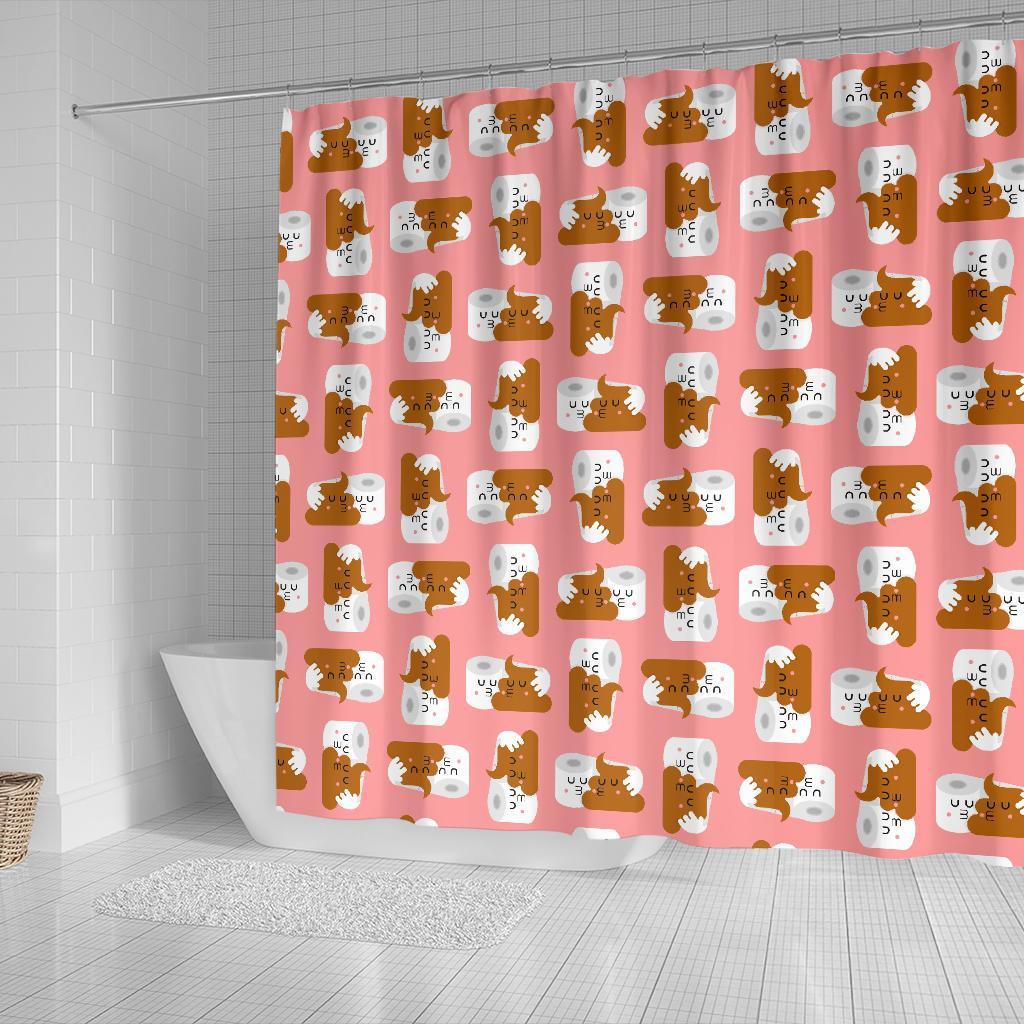 Print Pattern Emoji Poop Bathroom Shower Curtain-grizzshop