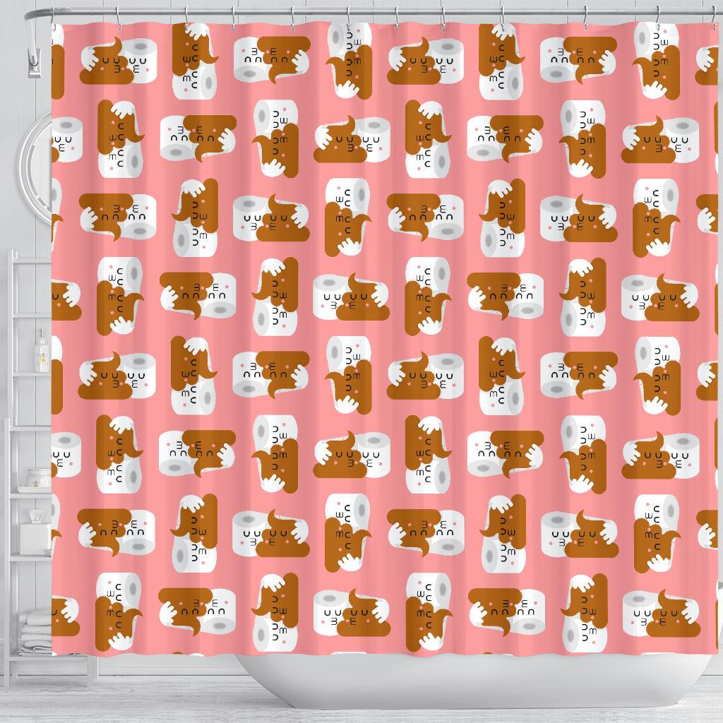 Print Pattern Emoji Poop Bathroom Shower Curtain-grizzshop