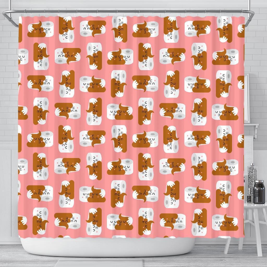 Print Pattern Emoji Poop Bathroom Shower Curtain-grizzshop