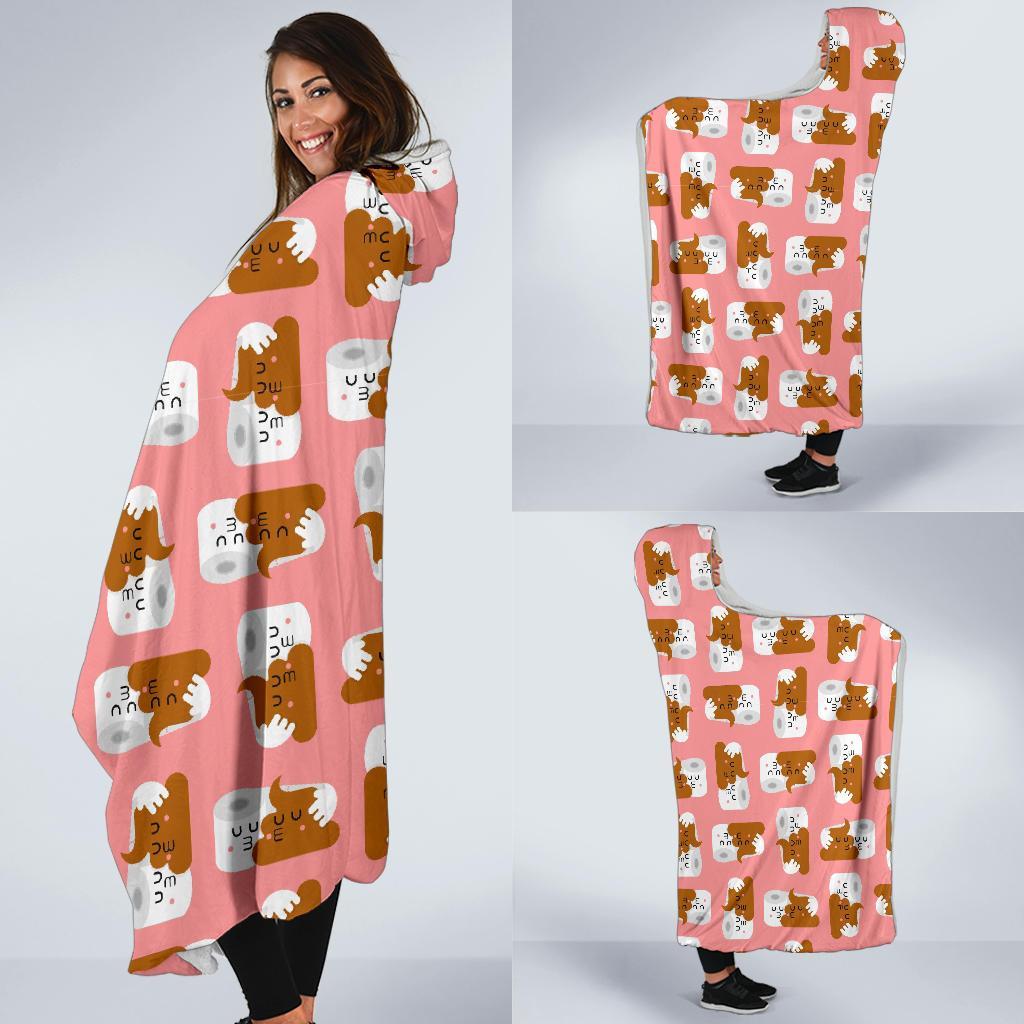 Print Pattern Emoji Poop Hooded Blanket-grizzshop
