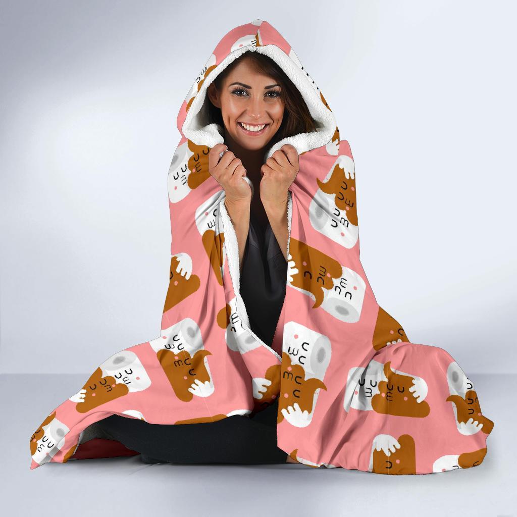 Print Pattern Emoji Poop Hooded Blanket-grizzshop