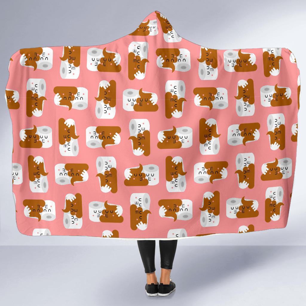 Print Pattern Emoji Poop Hooded Blanket-grizzshop