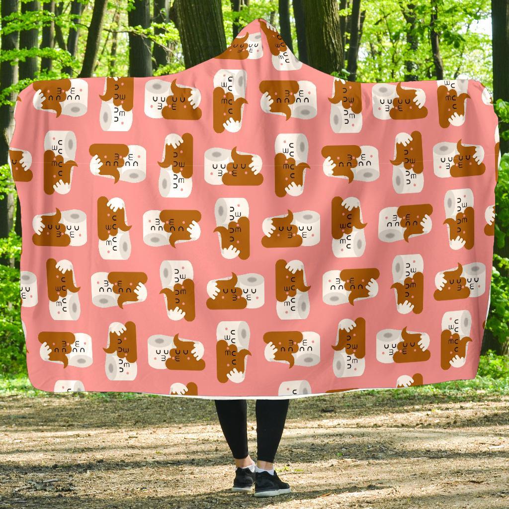 Print Pattern Emoji Poop Hooded Blanket-grizzshop