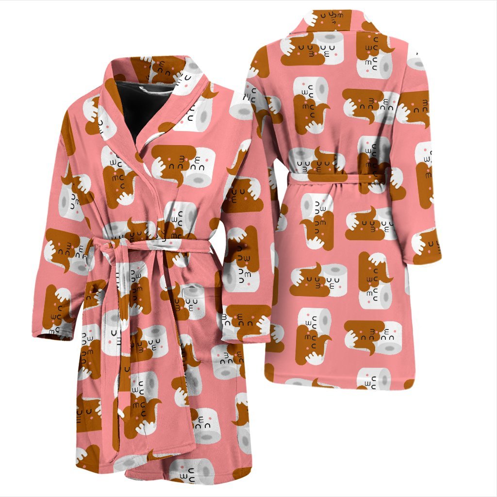 Print Pattern Emoji Poop Men Long Robe-grizzshop