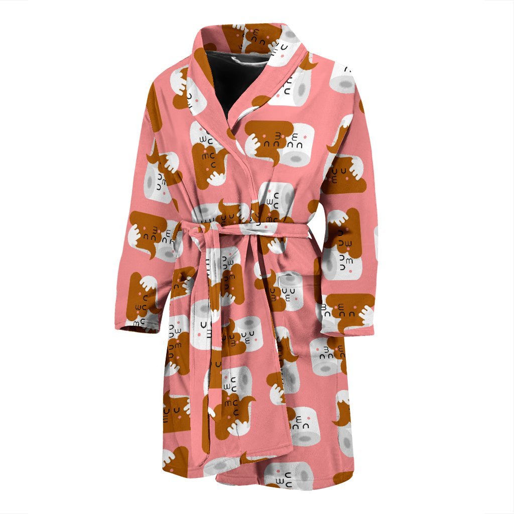 Print Pattern Emoji Poop Men Long Robe-grizzshop