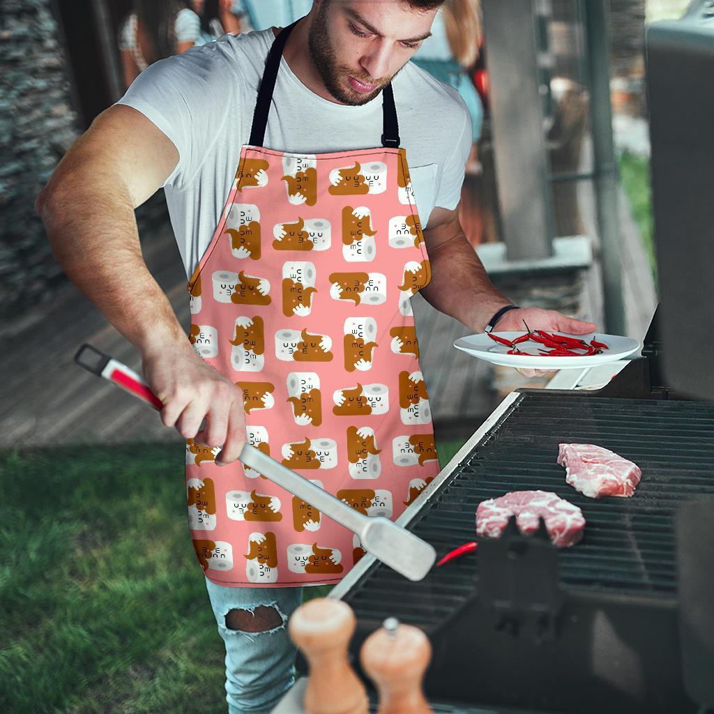 Print Pattern Emoji Poop Men's Apron-grizzshop