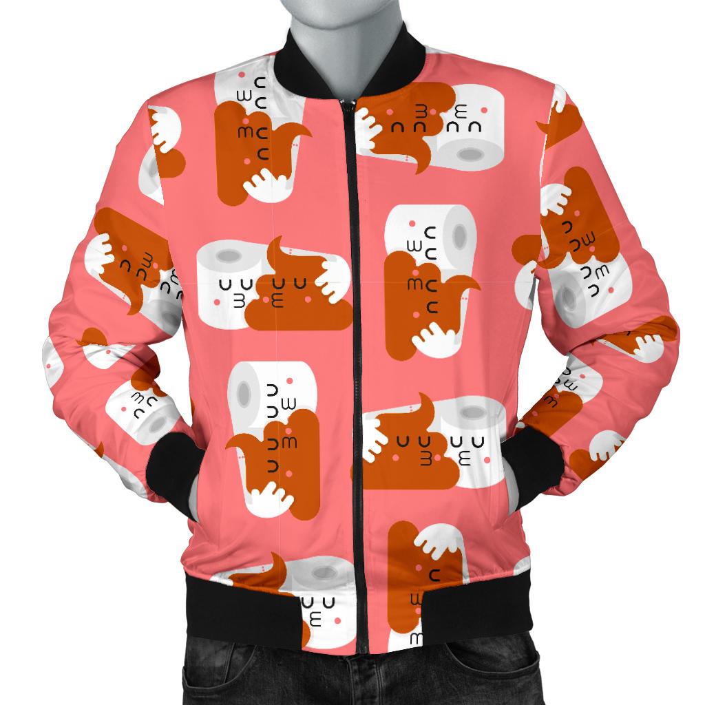 Print Pattern Emoji Poop Men's Bomber Jacket-grizzshop