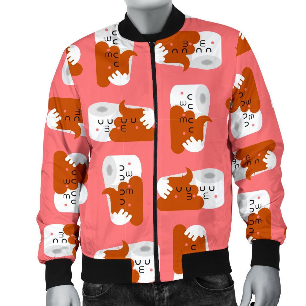 Print Pattern Emoji Poop Men's Bomber Jacket-grizzshop