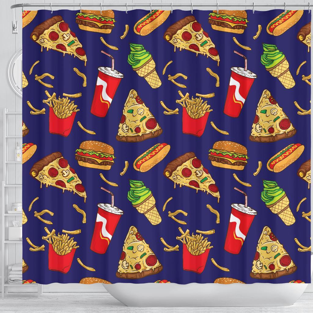 Print Pattern Fastfood Bathroom Shower Curtain-grizzshop