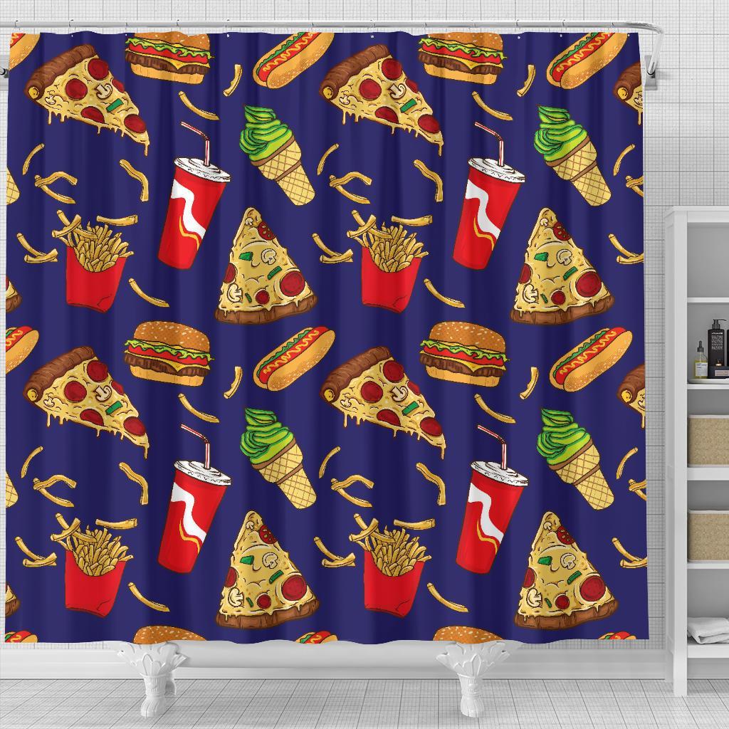 Print Pattern Fastfood Bathroom Shower Curtain-grizzshop