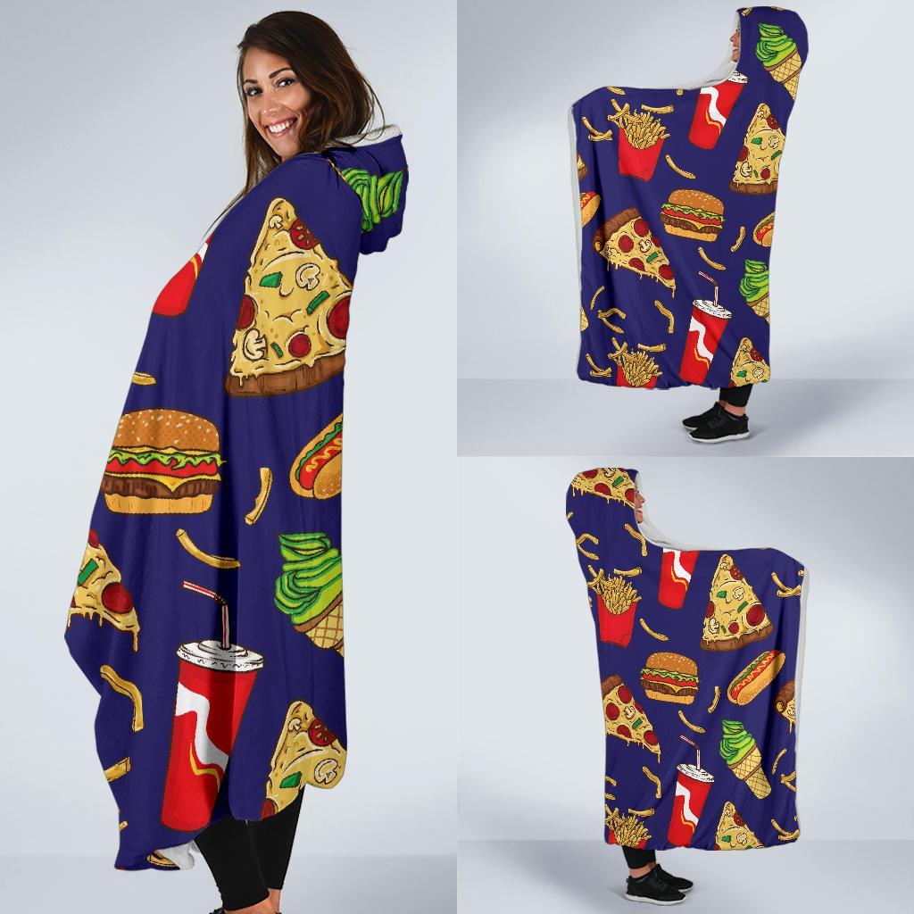 Print Pattern Fastfood Hooded Blanket-grizzshop