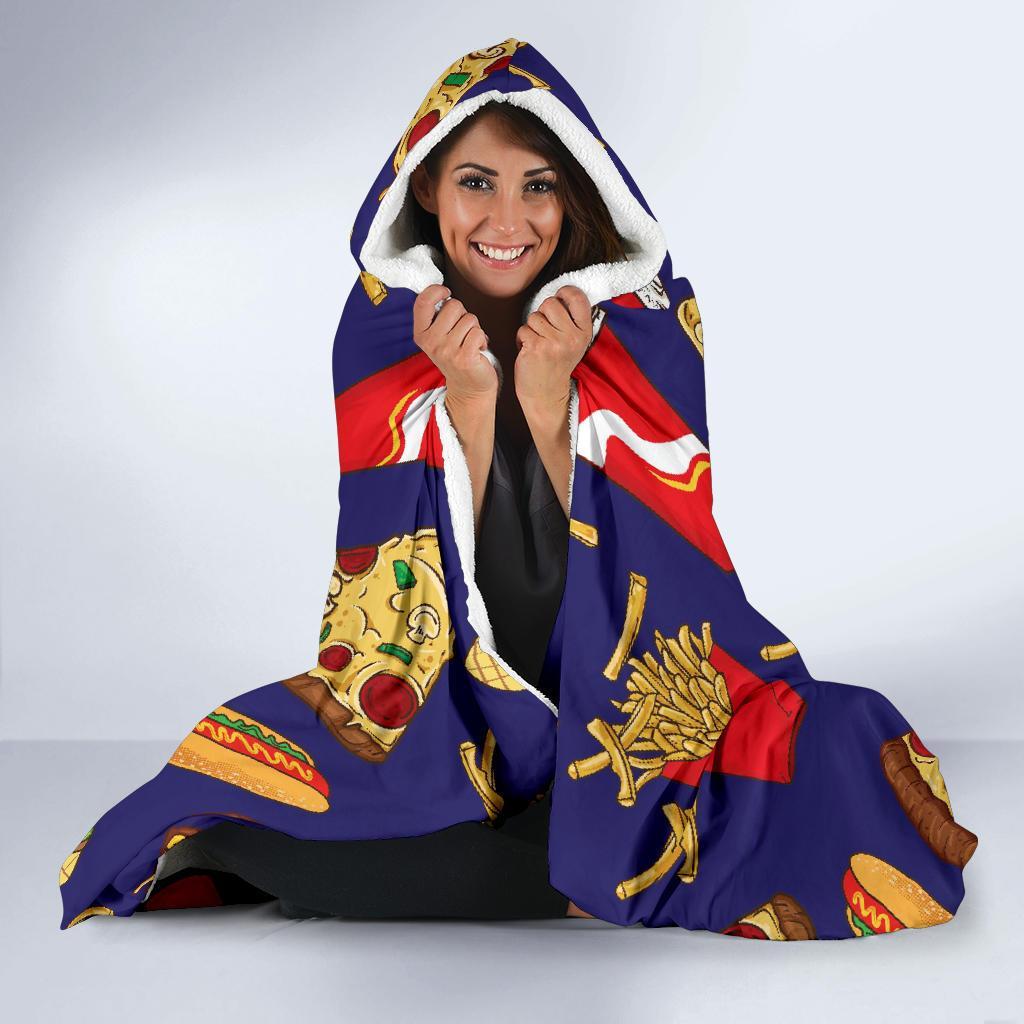 Print Pattern Fastfood Hooded Blanket-grizzshop