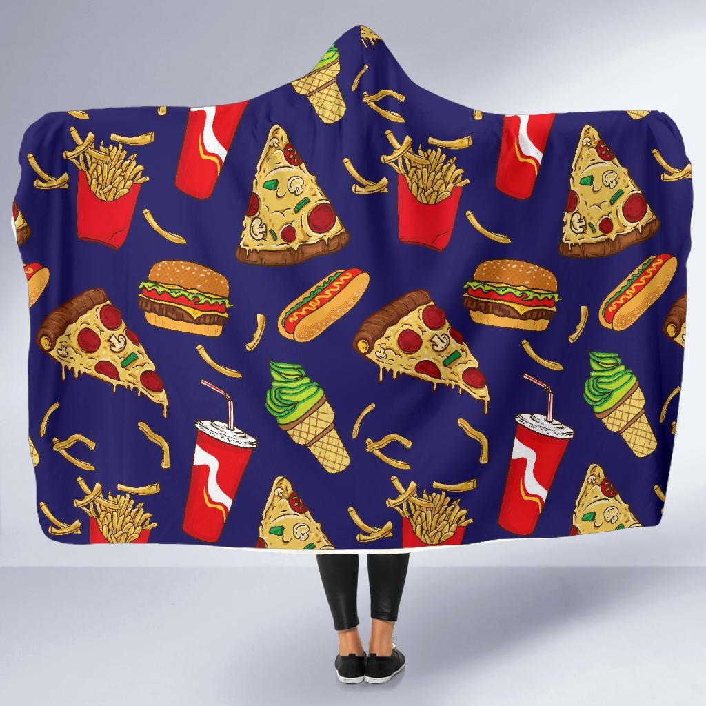 Print Pattern Fastfood Hooded Blanket-grizzshop