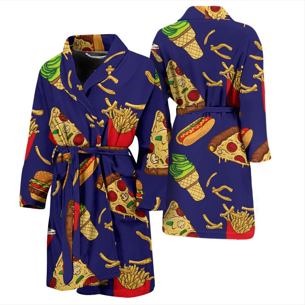 Print Pattern Fastfood Men Long Robe-grizzshop